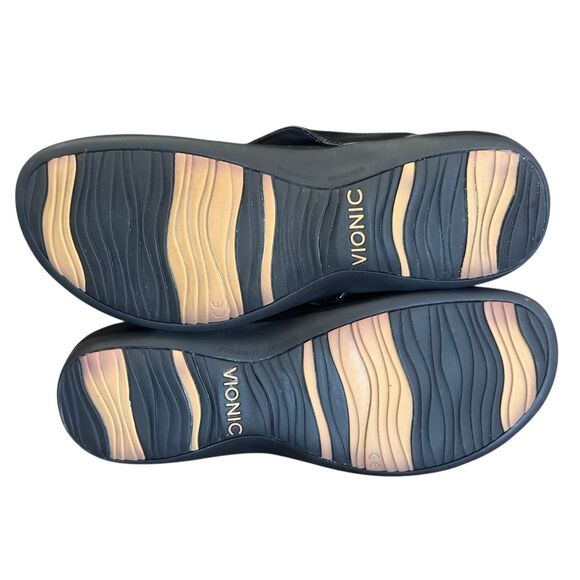 VIONIC Bella II Bow Detail Flip Flops Black Size 8 - Picture 9 of 11